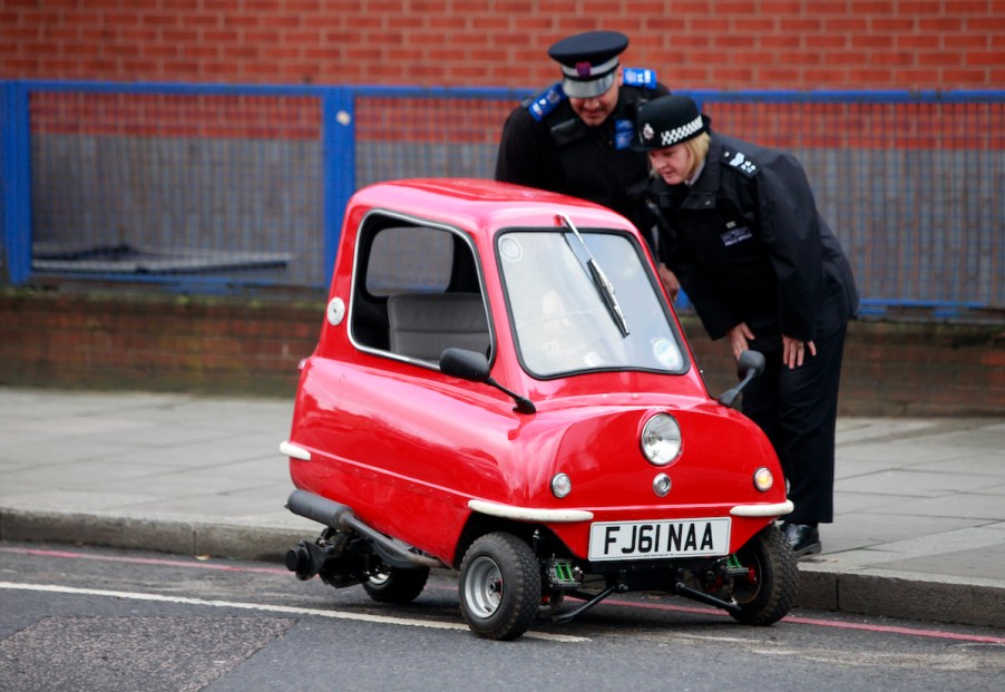 The Peel P50, the world's smallest production car, in London in 2012