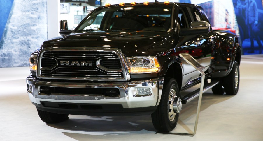 A black Ram 2500 is on display.