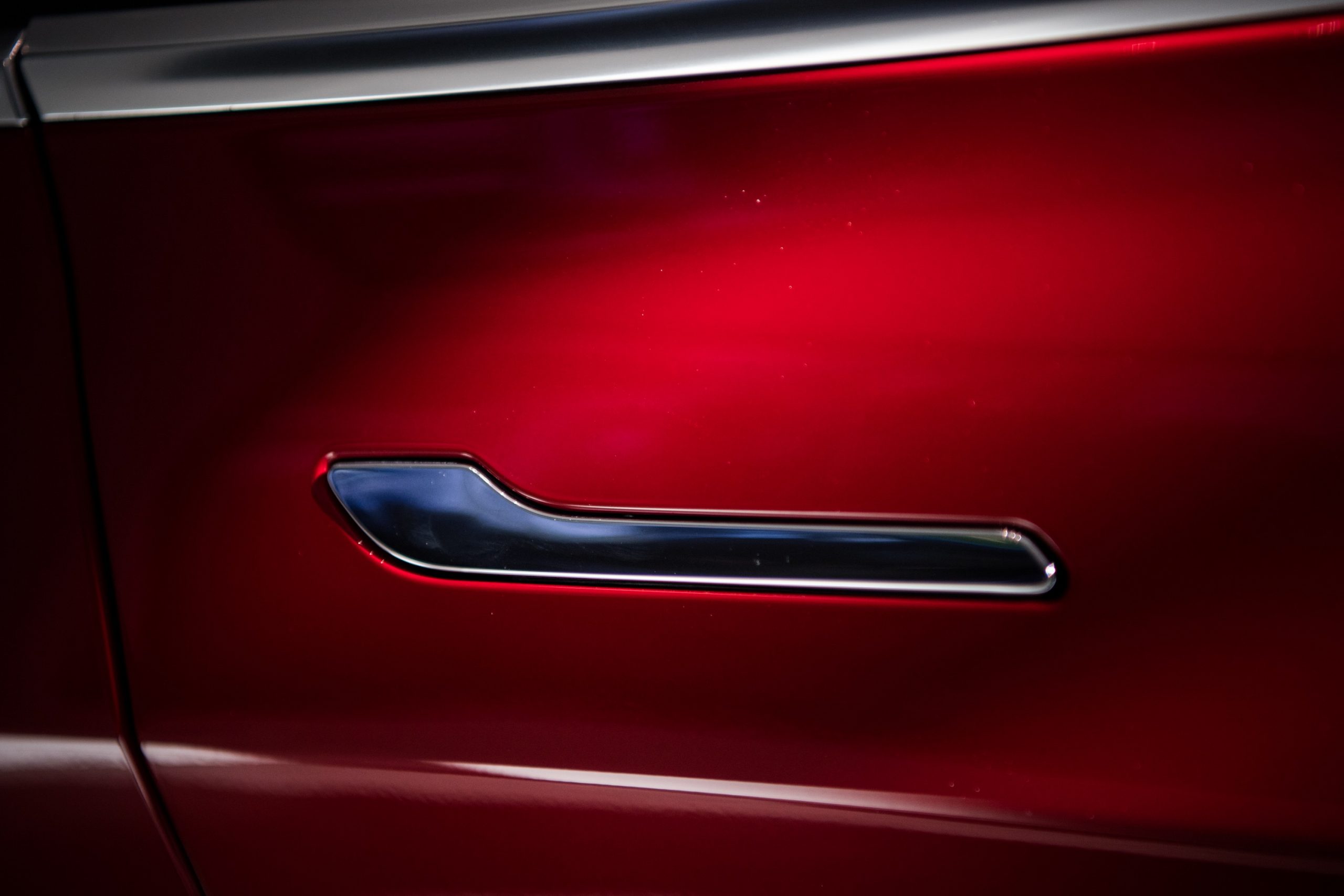 A Tesla Model 3 door handle