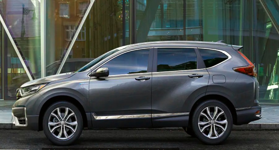 A gray 2022 Honda CR-V small SUV is parked.