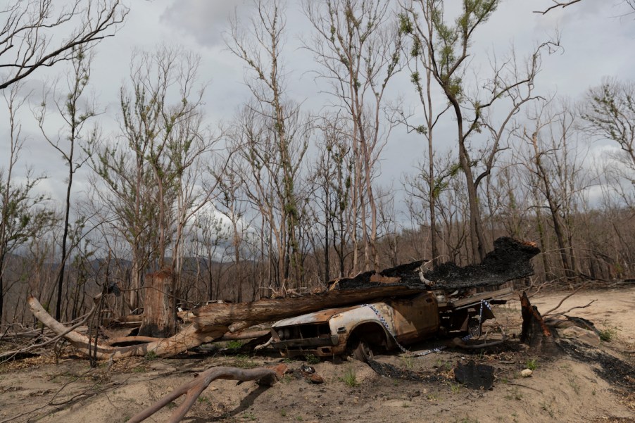 Burnt car in Australia in January 2020