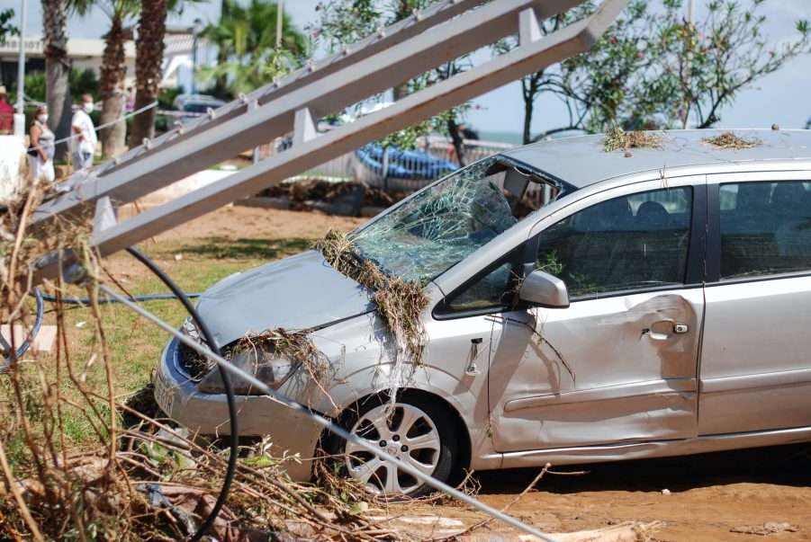 flooded car in spain