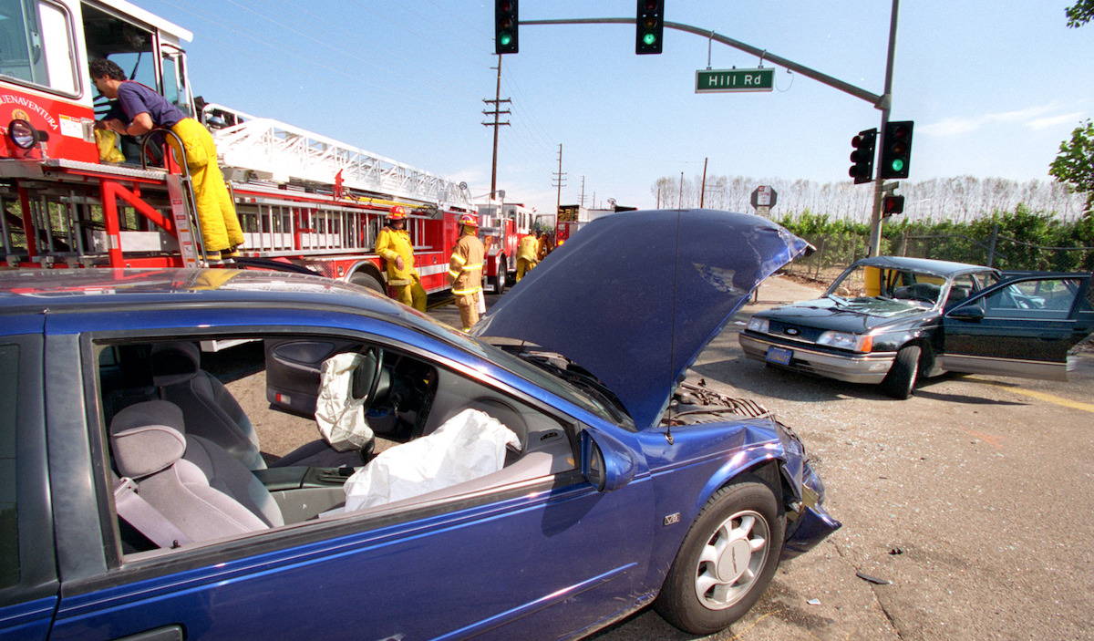 A car crash involving two vehicles in East Ventura, California