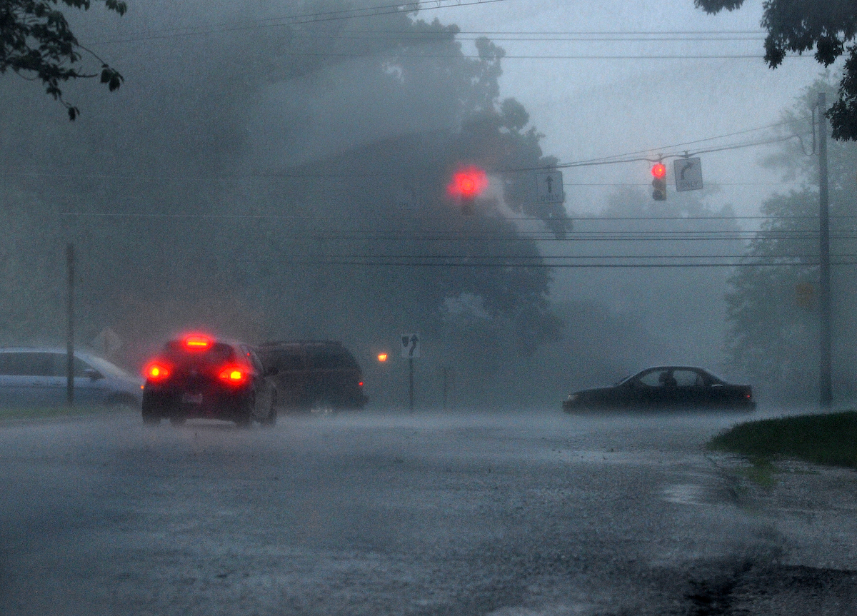 Cars hydroplane on road in Maryland