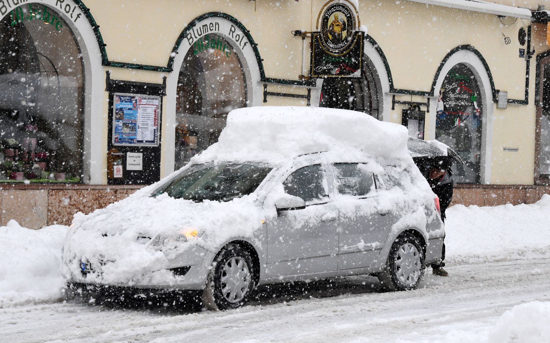 A snow-covered car in Bavaria, Berchtesgaden