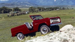 The original 1966 Ford Bronco in red: the history of the ford bronco is long and interesting.