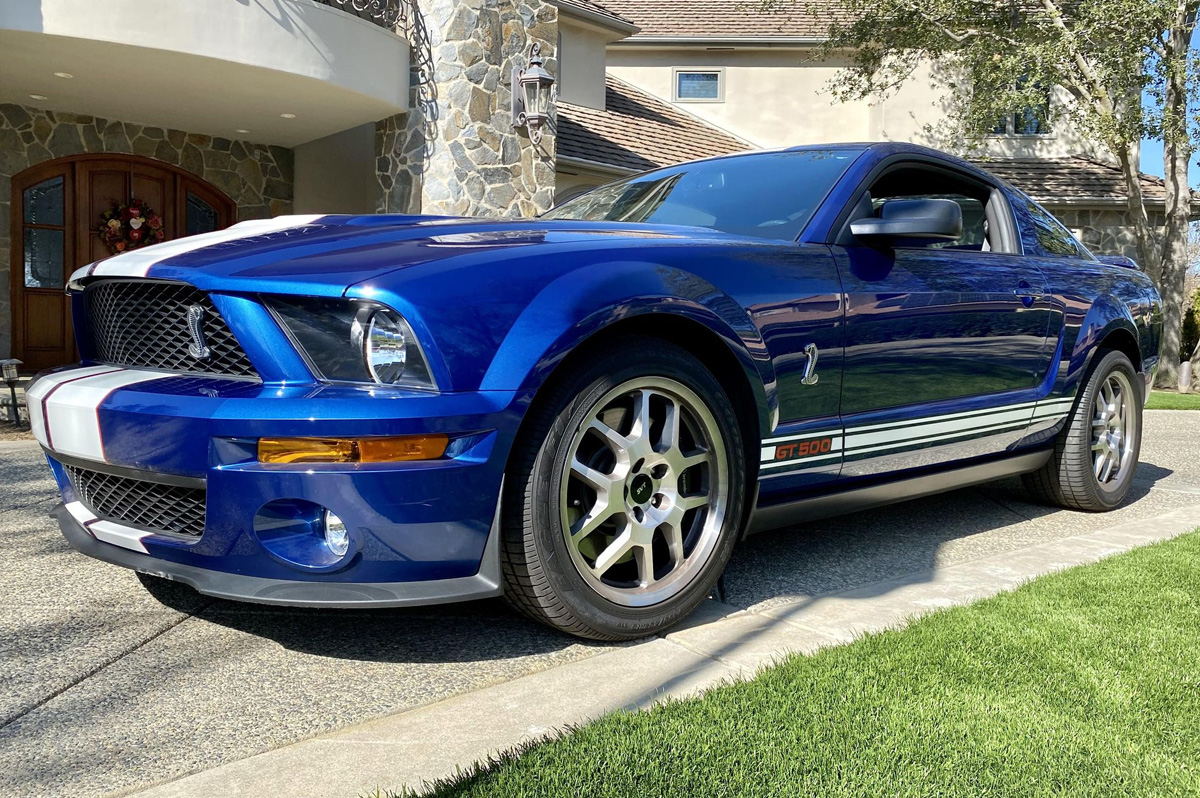 2007 Ford Mustang GT500 in blue for sale on Cars and Bids in Fontana California