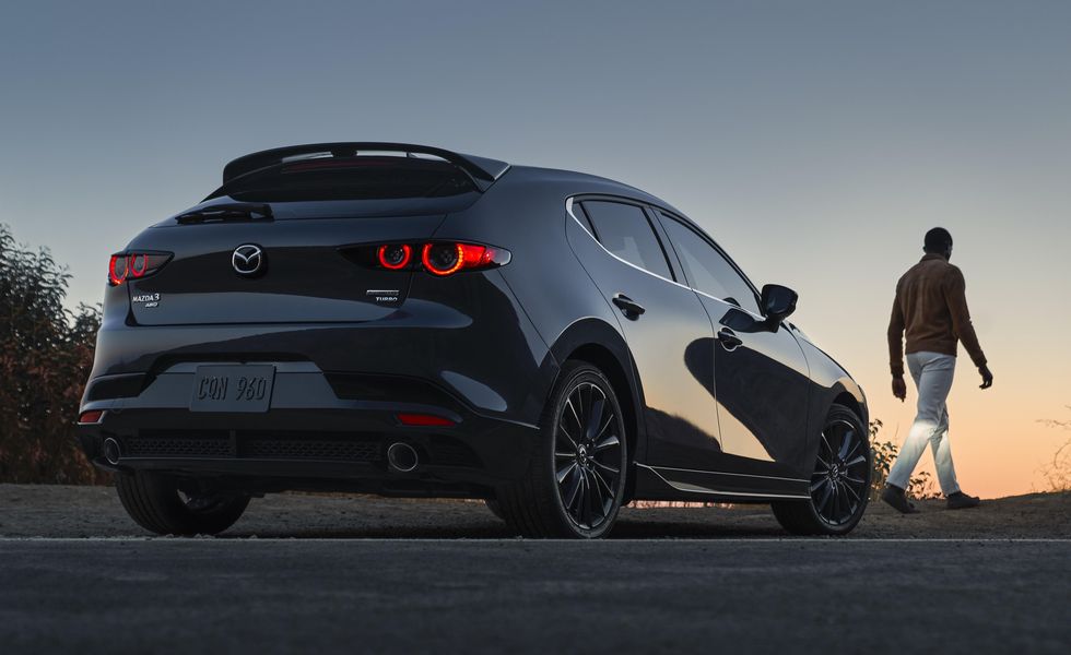 2021 Mazda3 hatchback at dusk 