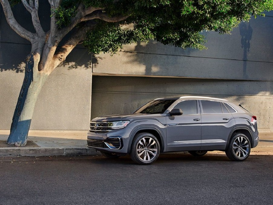 A gray 2022 Volkswagen Atlas Cross parked outside.