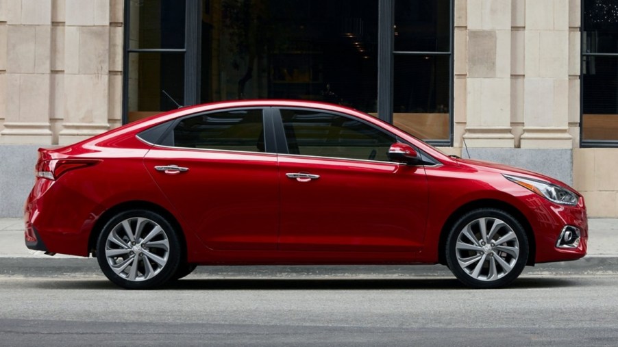 2022 Hyundai Accent parked on side of a city street