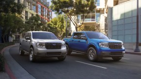 The 2022 Ford Maverick and Ford Ranger are both rad small pickup trucks as seen here together