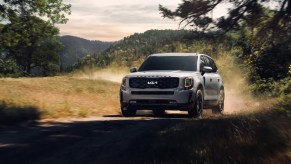 The 2022 Kia Telluride demonstrates its capability as a three-row SUV.