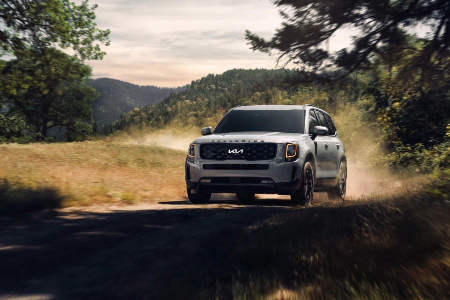 The 2022 Kia Telluride demonstrates its capability as a three-row SUV.