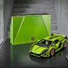 Lamborghini Sian Lego Technic green model on table displayed with its box