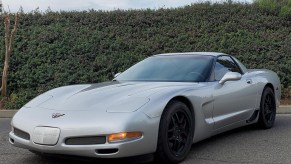 Silver 2004 Chevrolet C5 Corvette Z06 with black wheels