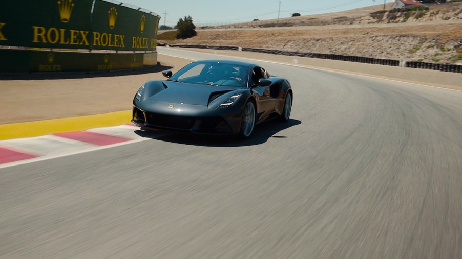 Lotus Emira on track at Laguna Seca during Monterey Car Week