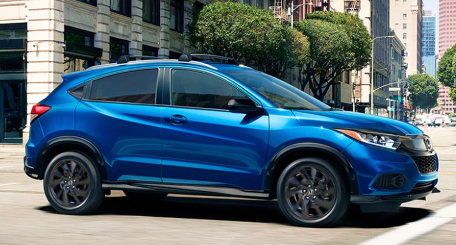 A blue 2022 Honda HR-V small SUV is parked.