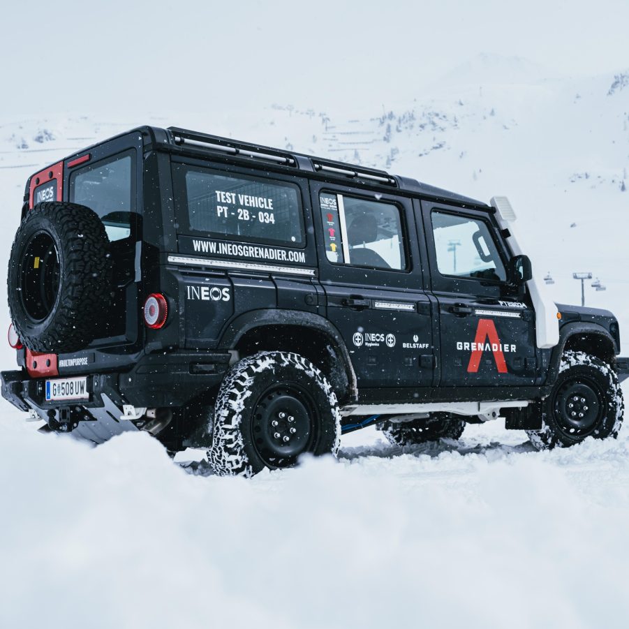 The INEOS Grenadier is an off-road SUV that is powered by a BMW engine.