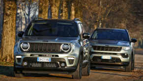 The Jeep Renegade 4xe and Jeep Compass 4xe on the road