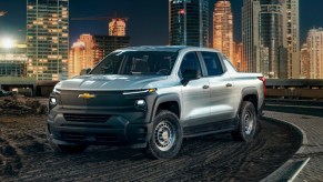 A gray Chevy Silverado EV electric pickup truck.