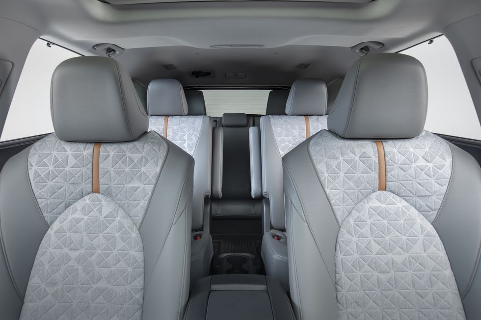 Bronze lines trim the seats of the Toyota highlander bronze edition.