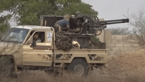 Toyota truck with Vulcan cannon