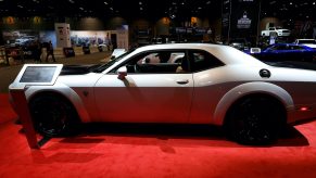 2020 Dodge Challenger Hellcat side view at the chicago auto show.