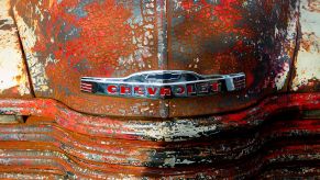 A rusted 1950's Chevrolet truck at the Goodwood Revival Meeting