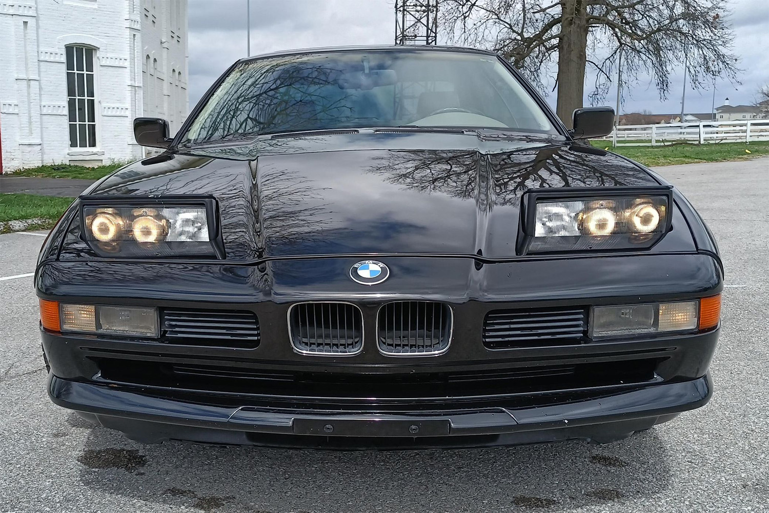 1992 BMW 850i front end with popup headlights open