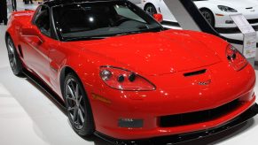 A red 2011 Chevrolet C6 Corvette Z06 at the Geneva Auto Show