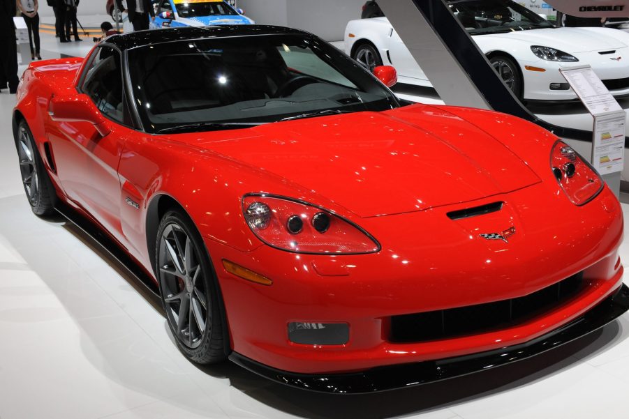 A red 2011 Chevrolet C6 Corvette Z06 at the Geneva Auto Show