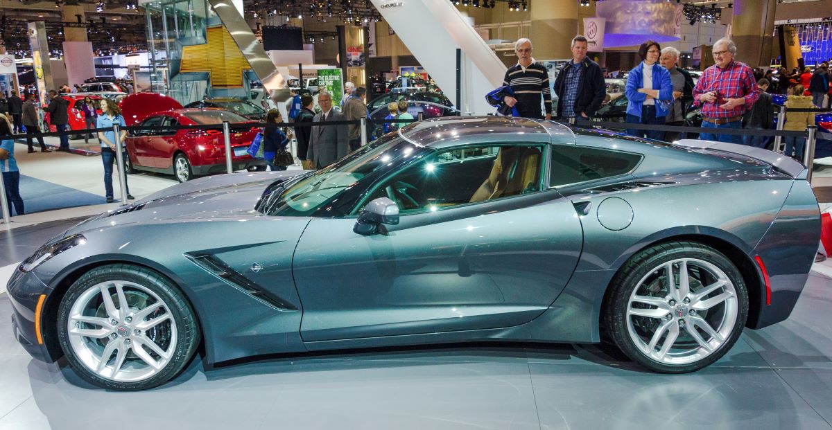 Silver 2014 Chevy Corvette at the Toronto International Auto Show in 2013