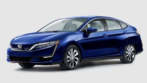 The 2019 Honda Clarity Electric compact sedan model in blue