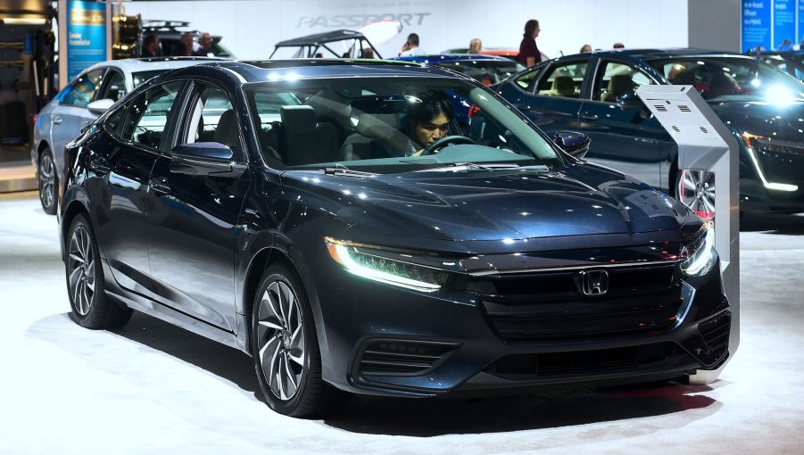 A dark-blue 2019 Honda Insight at Automobility LA 2018