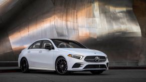 The 2019 Mercedes-Benz A-Class luxury subcompact sedan in white