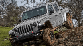 The 2022 Jeep Gladiator off-roading in mud