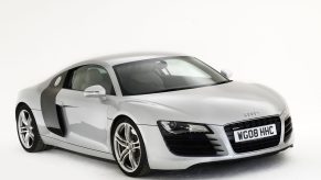 Audi R8 in silver is a cheap car that will make you look wealthy