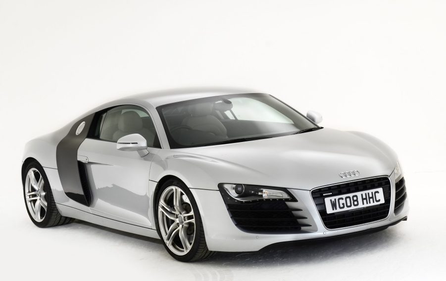 Audi R8 in silver is a cheap car that will make you look wealthy