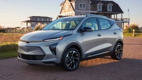 A gray 2022 Chevy Bolt EUV electric SUV is parked outside.