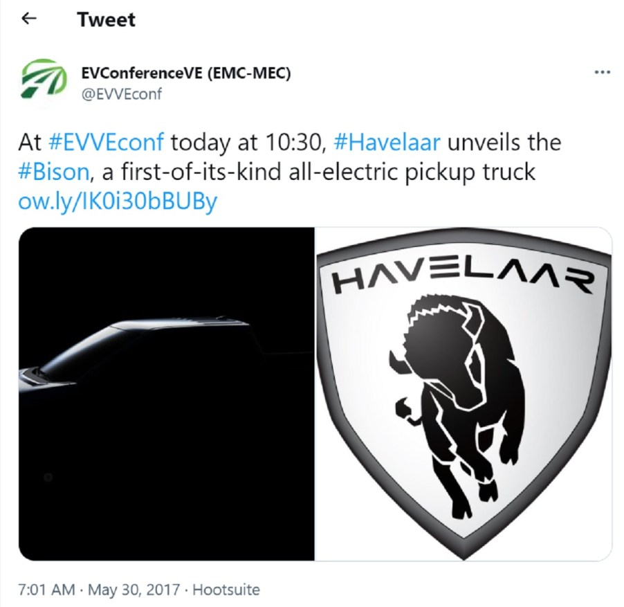 Tweet announcing the Haavlar Bison