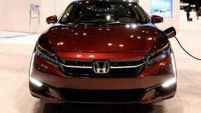 2019 Honda Clarity is on display at an auto show