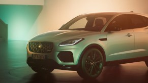 A silver Jaguar E-PACE