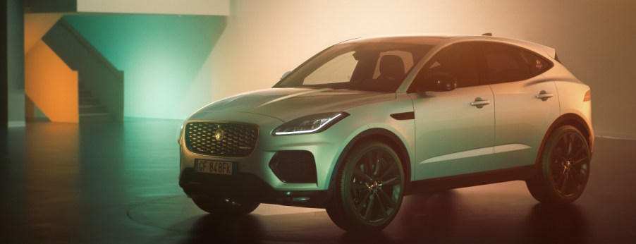 A silver Jaguar E-PACE