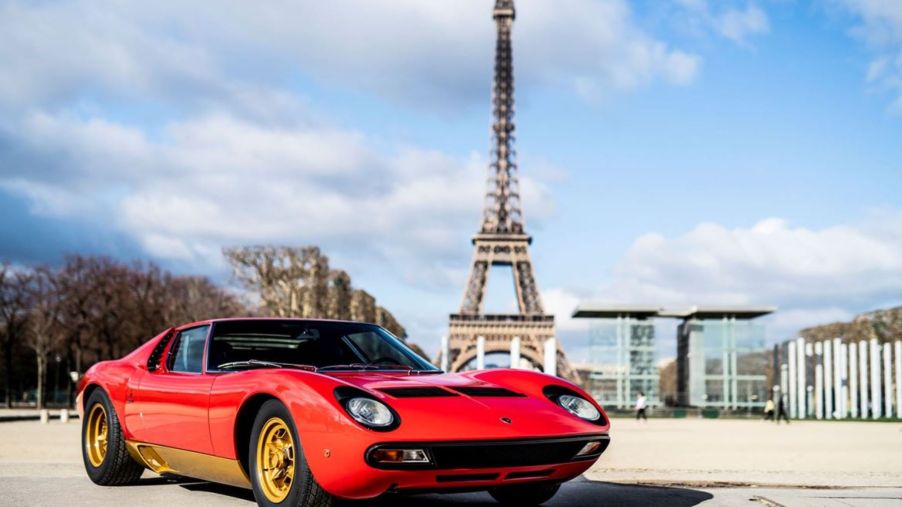 The Lamborghini Miura luxury sports car in Paris, France