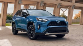 The 2022 Toyota RAV4 Hybrid parked in a garage