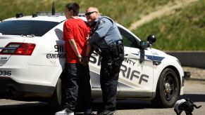 A car theft suspect arrested by police in Denver, Colorado