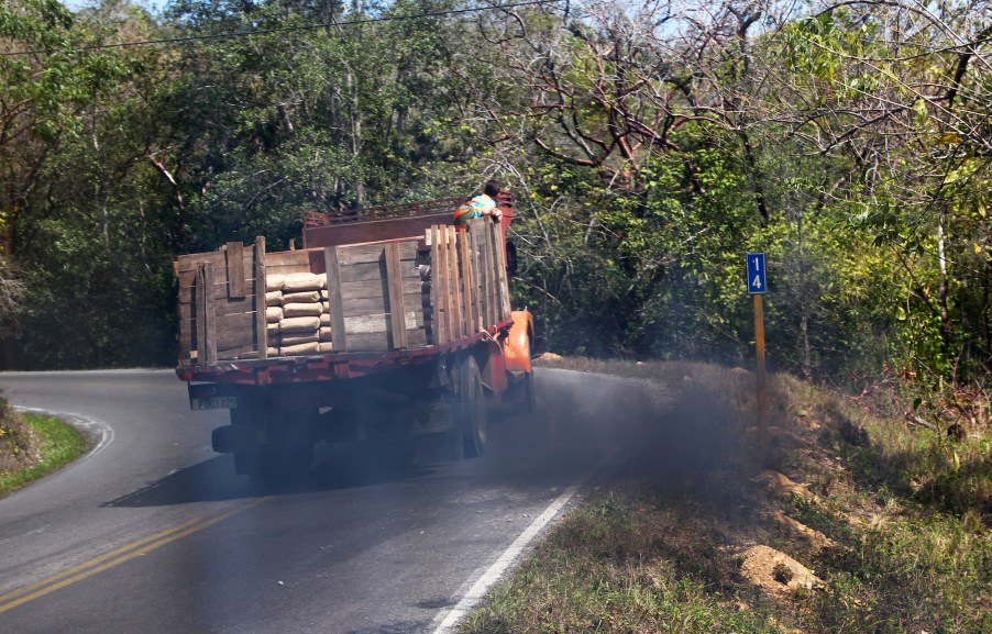 Diesel truck rolling coal