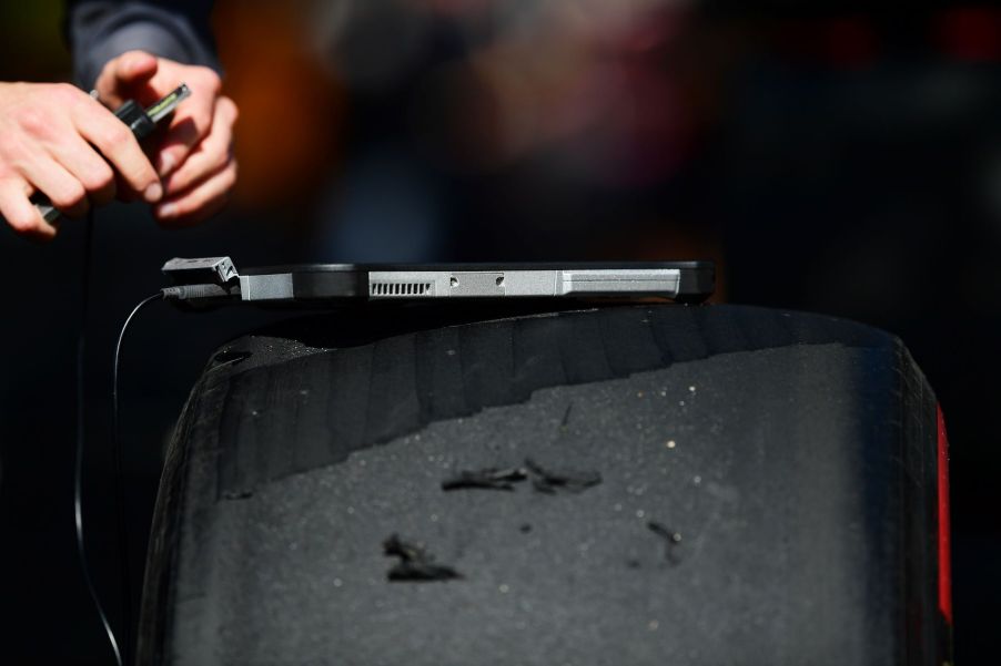 Testing tire traction and wear during practice for the F1 Grand Prix of Melbourne, Australia