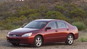 A maroon 2003 7th-gen Honda Accord Sedan in the desert