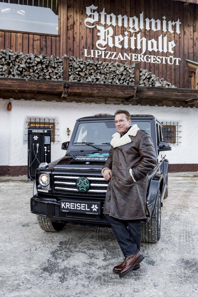 Arnold Schwarzenegger and his electirc mercedes G-Class